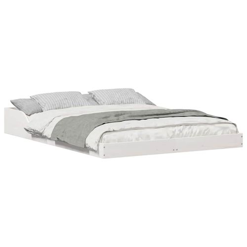 Ramka łóżka Biały 135 x 190 cm Lite drewno sosnowe na Arena.pl