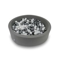 Suchy basen 110x30cm szary z piłeczkami 400szt (białe, srebrne)