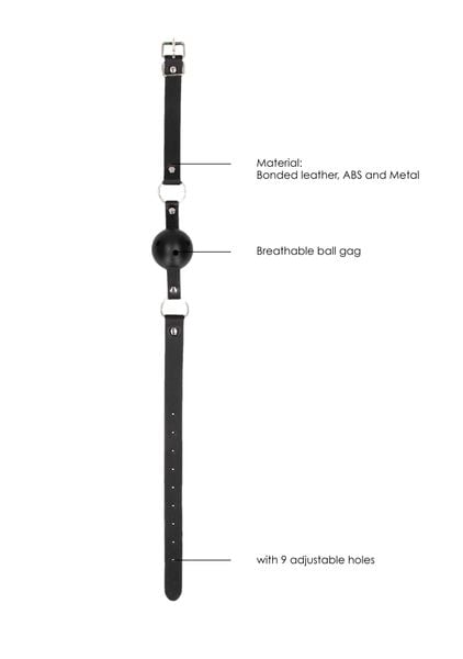 Breathable Ball Gag - With Bonded Leather Straps zdjęcie 4
