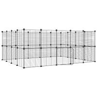 Klatka dla zwierząt z bramką, 36 paneli, czarna, 35x35 cm, stal