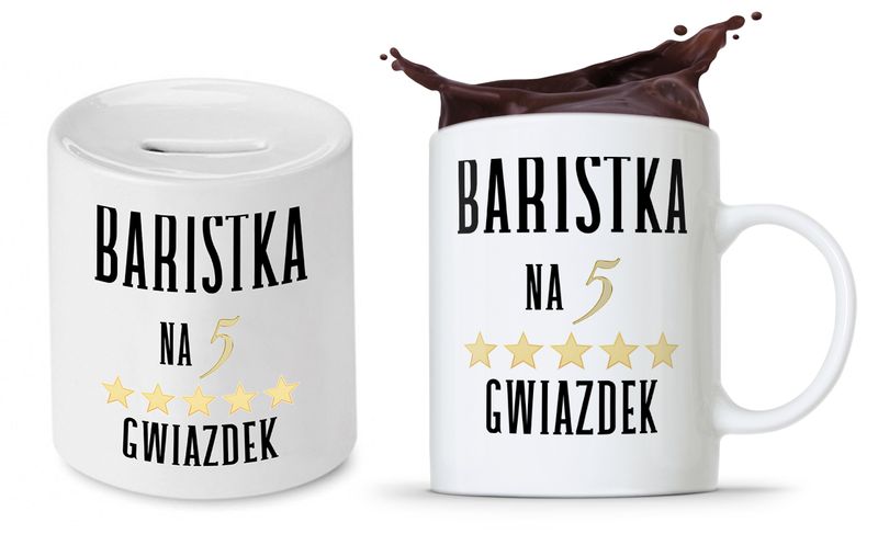 Zestaw Skarbonka + Kubek Dla Baristy Prezent Z Nadrukiem Ze Zdjęciem zdjęcie 1