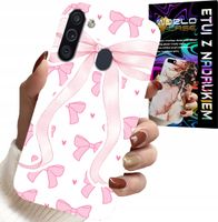 ETUI DO SAMSUNG GALAXY A21 - RÓŻOWE WSTAZKI WSTĄZKA MODNE WZORY CASE