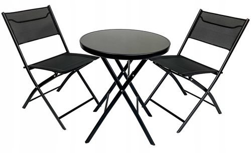 MEBLE NA BALKON TARAS SKŁADANE KOMPLET ZESTAW TASOS 2-OS 60 L CZARNY na Arena.pl