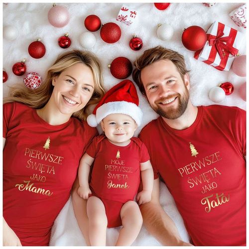 ŚWIĄTECZNE KOSZULKI DLA RODZINY 2+1 PIERWSZE ŚWIĘTA JAKO MAMA TATA na Arena.pl