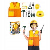 Zestaw narzędzi dla dzieci z kamizelką dla małego majsterkowicza budowlańca
