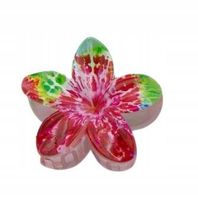 Piękna spinka klamra plastikowa kwiatek hawajski nakrapiany czerwony 8cm