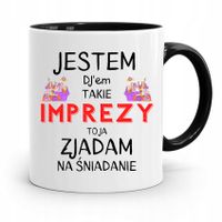 Dla Dja Muzyka Kubek Czarny Zjadam Na Śniadanie Z Nadrukiem Ze Zdjęciem