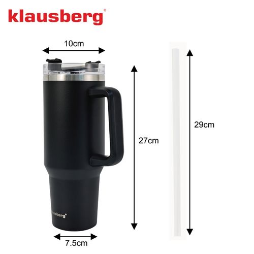 stalowy kubek termiczny termos 1100ml z rączką i słomką klausberg kb-7942 na Arena.pl