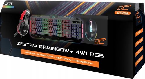 KLAWIATURA MYSZKA PODKŁADKA MIKROFON SŁUCHAWKI ZESTAW GAMINGOWY 4W1 PREZENT na Arena.pl
