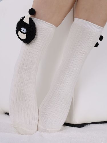 Skarpety prążkowane zabawna buźka z czapeczką ecru onesize YOCLUB na Arena.pl