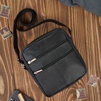 saszetka męska skórzana na ramię listonoszka męska czarna abruzzo abr-43