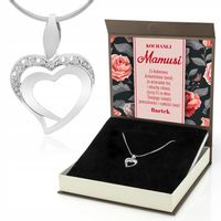 SREBRNY NASZYJNIK SERCE PREZENT DLA MAMY  925 + NADRUK ŻYCZEŃ