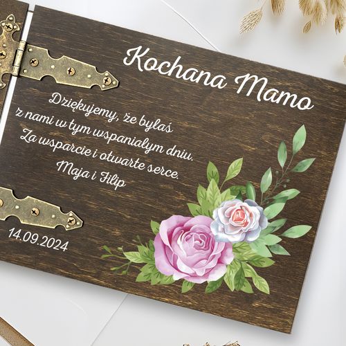 Podziękowanie dla MAMY ślub WESELE drewniany album na zdjęcia na Arena.pl