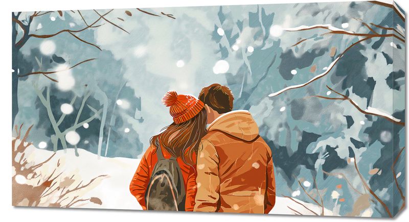 Obraz 90x50cm Razem w Śniegu zdjęcie 1