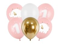 Balony 30 cm, Roczek, Baby pink