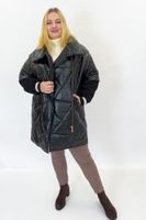 Długa Pikowana Kurtka Damska Bella Dame Czarna 42