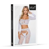 bodystocking siateczkowy z sznurowaniem softline 2078 biały one size
