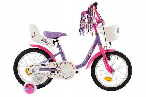 Rower 16" cali dziecięcy dla dziewczynki fotelik, kółka boczne,frędzle,kosz na Arena.pl