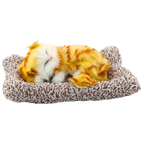 Śpiący Rudy Kot Na Poduszce Figurka z Futerkiem Torba Dźwięki na Arena.pl