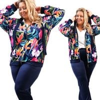 WELUROWY DRES damski w kwiaty granatowy