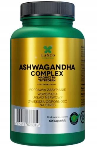 ASHWAGANDHA COMPLEX PREMIUM Max Dawka 573mg + B6 i TRYPTOFAN Lanco 60 kaps. zdjęcie 3