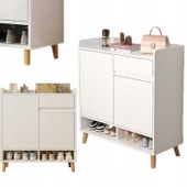 NOWOCZESNA KOMODA BIAŁA POJEMNA MIEJSCE NA BUTY 60 CM Z SZUFLADĄ