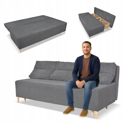 Kanapa sofa KIMO funkcja spania pojemnik Family Meble Anafi c szara sztruks na Arena.pl