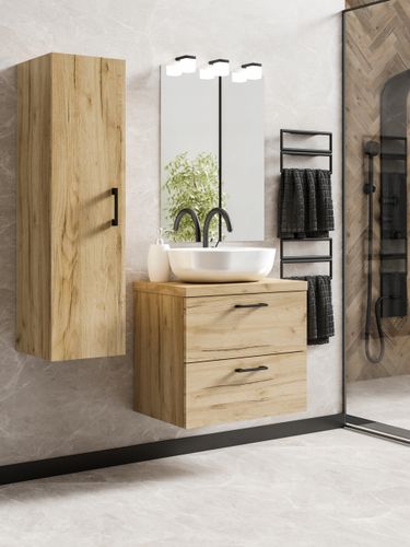 Szafka łazienkowa wisząca LUNA 60 dąb craft złoty z umywalką Blanco (W1) na Arena.pl