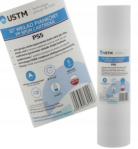 10x FILTR DO WODY WKŁAD filtrujący 10" PIANKOWY 5 MIKRON USTM na Arena.pl