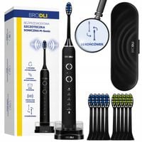 SZCZOTECZKA SONICZNA DO ZĘBÓW ELEKTRYCZNA CZARNA 10 KOŃCÓWEK INDUKCJA ETUI