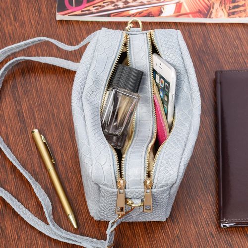 Błękitna Skórzana Listonoszka Damska Włoska Croco Kuferek Beltimore P12 na Arena.pl