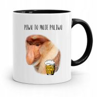 Kubek Czarny Śmieszny Nosacz Janusz Piwo Paliwo Z Nadrukiem Ze Zdjęciem