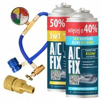 A/C FIX Uszczelniacz 3w1 + GAZ R1234YF +40% + PRZEWÓD Z MANOMETEM +ADAPTER