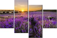 120CM 80CM ZEGAR 4 ELEM POLE LAWENDY OBRAZ ŚCIENNY