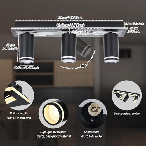 Lampa Sufitowa LED Czarna Regulowana GU10 3000K Ciepła Biel Reflektor na Arena.pl