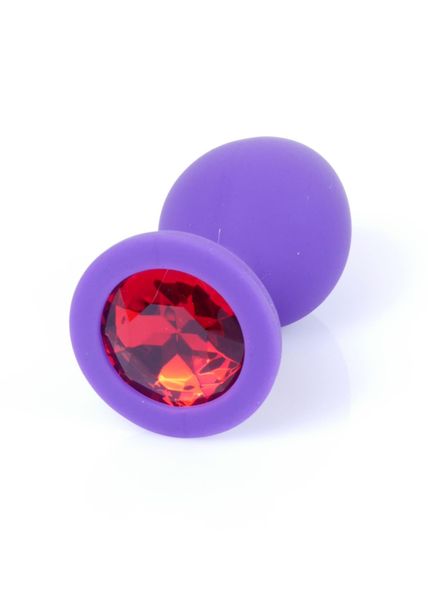 Plug-Jewellery Purple Silicon Plug Medium- Red Diamond zdjęcie 1