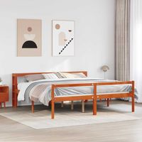 Ramka łóżka Z zagłówkiem 2 pcs Woskowy Brąz Lite drewno sosnowe