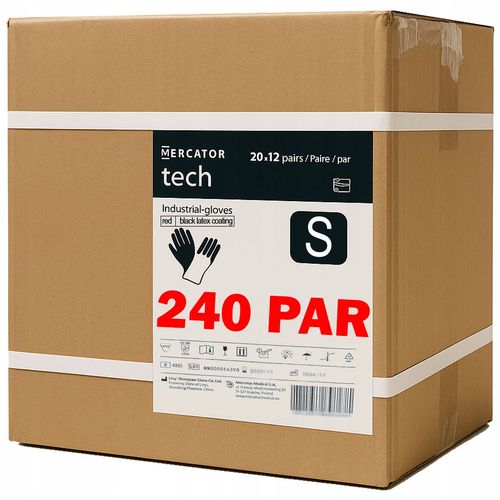 rękawice robocze mercator tech red+black latex - s - 240 par na Arena.pl