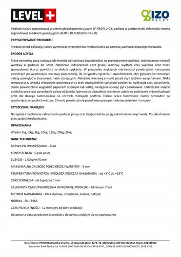 Gotowa Gładź Szpachlowa Super Biała 25kg Level+14 na Arena.pl