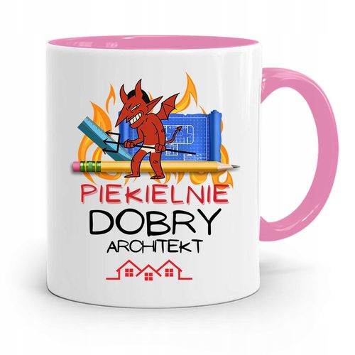 Kubek Różowy Architekta Piekielnie Dobry Prezent Z Nadrukiem Ze Zdjęciem na Arena.pl