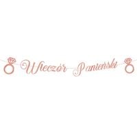 Baner napis Wieczór Panieński pierścionki rose gold, 150 cm