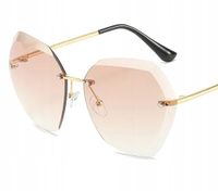 Okulary Kocie Damskie Bezramkowe Przeciwsłoneczne