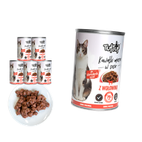 MOKRA KARMA DLA KOTA TufTuf  puszka kawałki mięsne z wołowiną ZESTAW 6x415g