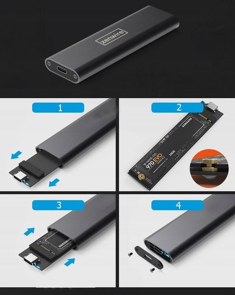 Adapter dysku Kieszeń na dysk SSD m.2 USB-C obudowa m2 SATA NGFF USB 3.0 zdjęcie 7