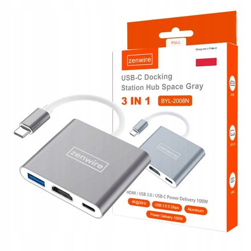 Adapter Przejściówka ZENWIRE 3w1 MHL HUB USB C HDMI 4K do MacBook Samsung na Arena.pl