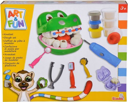 ZESTAW CIASTOLINA MAŁY DENTYSTA KROKODYL MASA PLASTYCZNA + AKCESORIA 7 TUB na Arena.pl
