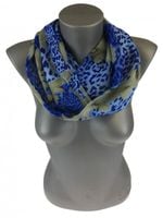 Cienki komin szyfon kwiaty panterka niebieski szary CRK-3