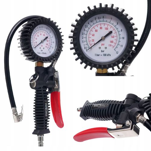 Pistolet do Pompowania Kół Opon Manometr 12 bar 1/4'' KRAFT&DELE na Arena.pl