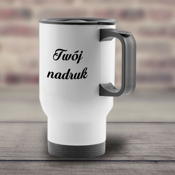 Kubek termiczny 450 ml z Twoim nadrukiem - biały zdjęcie 1