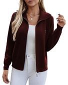 Damska Bluza Kardigan Rozpinana Bez Kaptura Czerwona Rozmiar S Ciepła